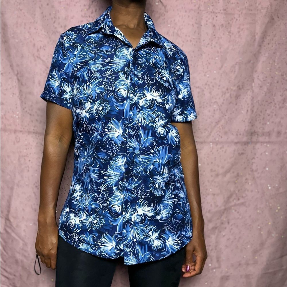 Vintage retro 90s Mens floral flower top size small club dance rave festival